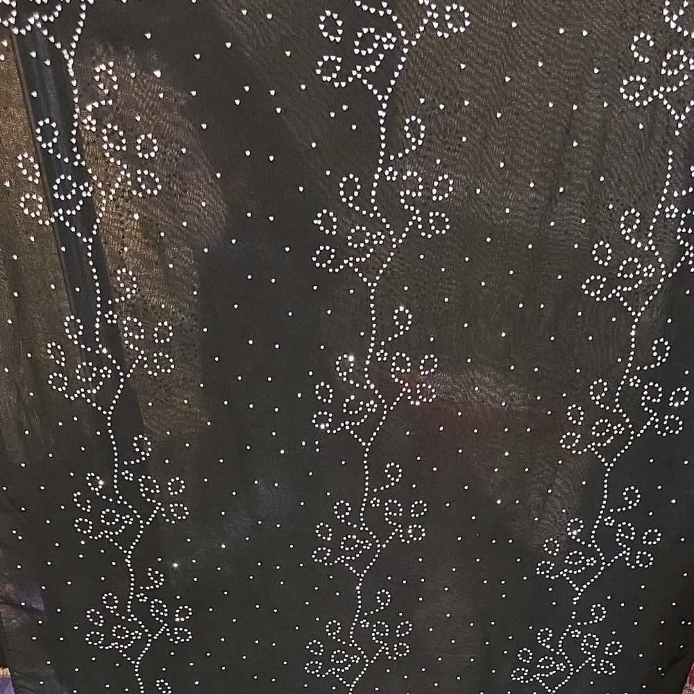 Jessica McClintock Shear Sparkly Black Wrap / Scarf with Embellishments